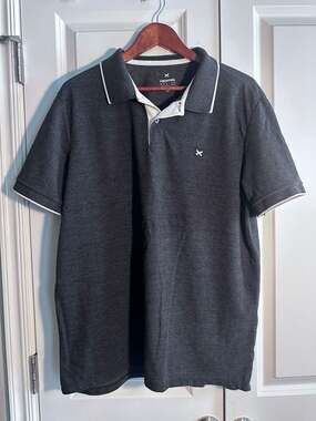 Hering Basico Regular Fit Men's Charcoal Grey Polo Shirt with Tipped Collar